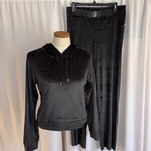 Juicy Couture Velour Sleepwear Lounge Set Black Top Pants Women’s Size Med NWT